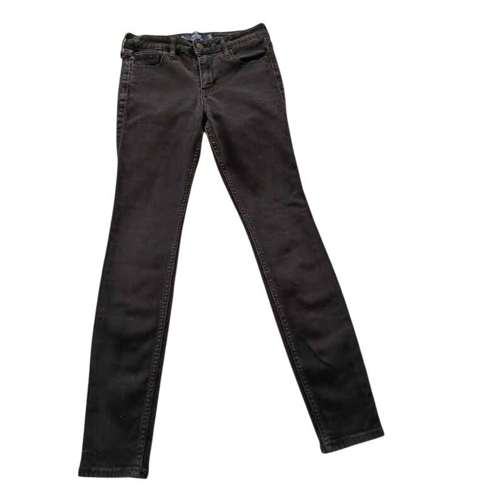 Hollister Mid Rise Super Skinny Jeans Black Stretch‎ Womens 1S 25x28